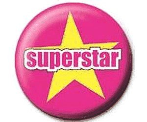 SUPERSTAR Pink & Yellow Pinback Button 1.25" Pin / Badge