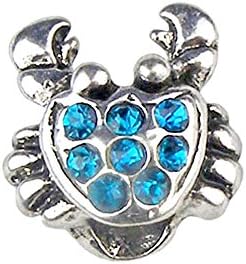 Universal Crab Charm with Turquoise Blue Rhinestones