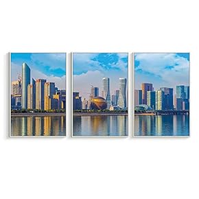 Framed Canvas Wall Art for Living Room, Bedroom Modern City View Canvas Prints for Home Decoration Ready to Hanging - 16"x24"x3 Panels