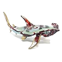 NaCraftTH Hammerhead Shark Glass Figure Ocean Sea Life Murano Glass Blowing Artwork Handicraft Figurines Fish Tank Ornament Aquarium Decorations