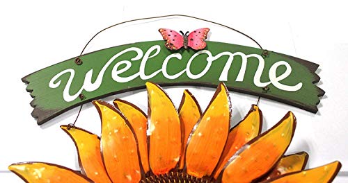 Grace Home Metal Vintage Hanging Flower Welcome Sign Door Decor (15" x 12") - Thumbnail 2
