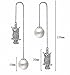 megko Owl Dangle Earrings Pearl Threader 925 Sterling Silver Chain Tassel Earrings 4.8 Inches