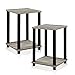 FURINNO Stylish End Table, French Oak Grey/Black,2-Pack (2-99800GYW)
