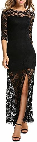 Cactu Women Lace Bodycon Dress Floral Hollow Party Banquet Maxi Dress