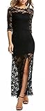 Cactu Women Lace Bodycon Dress Floral Hollow Party Banquet Maxi Dress