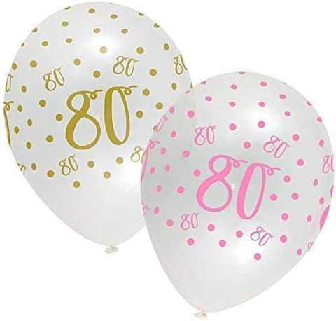 Creative Party Clear Print Birthday Balloons, 6 80th Birthday Balloons, party decorations, premium 80th birthday decorations, RB317