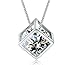 KOHAKOU Women's 18K White Gold Plated CZ Crystal Pendant Necklace Magic Cube Square Shape Necklace