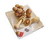 Intuitoys Montessori Inspired All Natural Wooden Baby Development and Discovery Set (Handmade in Usa)