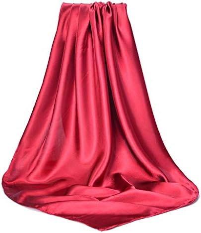 FlyWANG 7 Colors Muslim Hijab Women Silky Satin Scarf Plain Solid Color Square Shawl Scarf Twill Islamic Head Wrap Multi-Function Headscarf