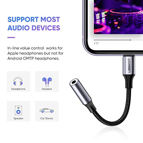4 UGREEN+Lightning+3+5MM+Female+Adapter