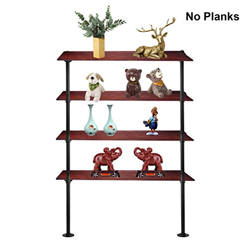 Industrial Pipe Shelving, Retro Rustic Iron Pipe Shelf Wall Mount Shelf Bookshelf Unit,Mounted Bracket,No Planks(2 pcs),Black.