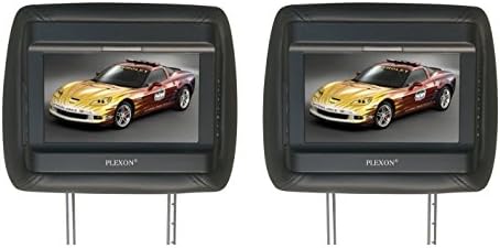 Plexon® 7" LCD Monitor Car Headrest, Sold As 1 Pair (Black), or Car/Truck/SUV -Pair of Headrests with Built-In 7" VIDEO Monitors