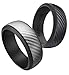 Ikonfitness Silicone Wedding Ring for Men and Women, 7.8mm Wide Two Piece Rubber Wedding Ring with Delicate Stylish Carbon Fiber Texture, 2 Pack in Gift Box Package