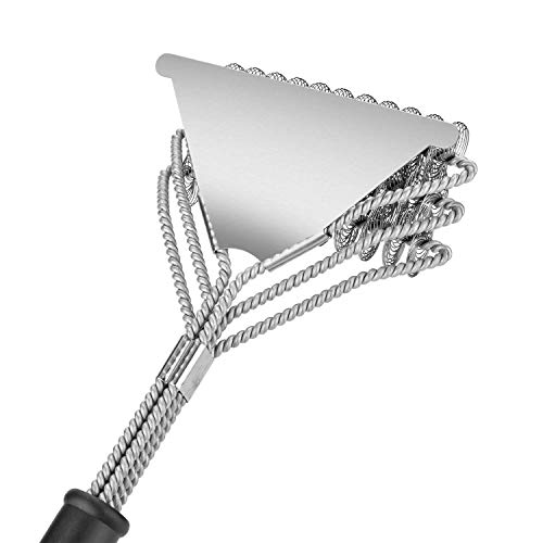Suumsuun Premium Grill Brush BBQ. Cleans Effortlessly 3 Rows Twisted Helix Stainless Steel. Leaves No Bristles, Cleans Between Grates. Safe Barbecue, Porcelain, Electric, Gas All Others