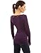 PattyBoutik Women's Boat Neck Lace Inset Long Sleeve Blouse