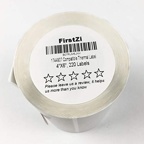 FirstZi 4"x6" Internet Postage Direct Thermal Shipping Labels -220 Labels 1 Roll, Dymo 1744907 Compatible Address Labels for DYMO Labelwriter 4XL Printer, Zabra 2844, Grease, Water, Scratch Resistance