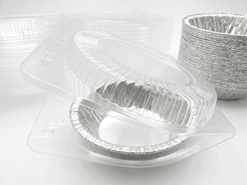 5 Disposable Pot Pie/Pie Pans/Individual Dessert Pans With Clear Clamshell containers- Quantity Pack Options (50) by Safca