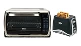 Oster Large Capacity Countertop 6-Slice Digital Convection Toaster Oven With Inspire 2-Slice Toaster, Black