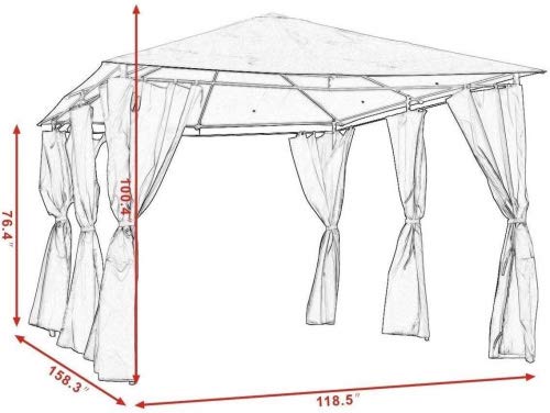 Outdoor 10'x13' Gazebo Canopy Tent Shelter Awning Steel Frame W/Walls Gray