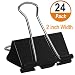 Heqishun Extra Large Binder Clips 2 inch Jumbo Binder Clips 24 Pack Big Metal Paper Clamps Black
