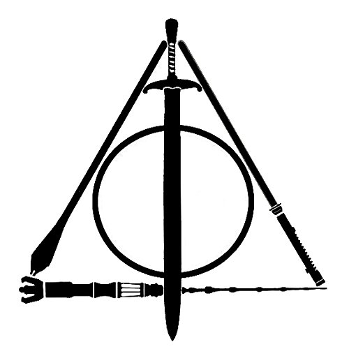 Deathly Hallows LOTR Star Wars Harry Potter Black Decal Vinyl Sticker|Cars Trucks Vans Walls Laptop| Black |5.5 x 5 in|LLI521