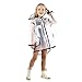 Kids Transparent Button Raincoat, Boys Girls Hooded Rain Jacket, Lightweight Rain Wear (A, L)