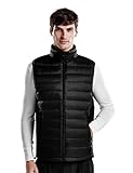 puredown Men's Packable Down Puffer Vest, Black, L Size