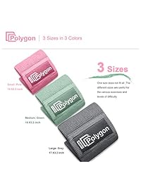 POLYGON - Bandas de resistencia para ejercicios de botas, cintas de tela antideslizantes para sentadillas, piernas, botones, muslo y cadera, grueso y ancho para ejercicios de fitness, juego de 3