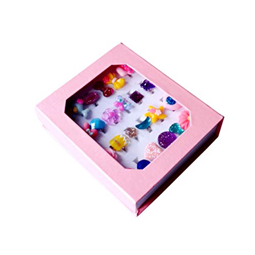 image for SWARKOL 24pcs Children Kids Little Girl Adjustable Jewelry Rings in Bo