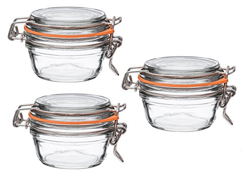 Le Parfait French Super Terrine Wide Mouth Jar - 125 Grams with 70 mm Gasket (Pack of 3)