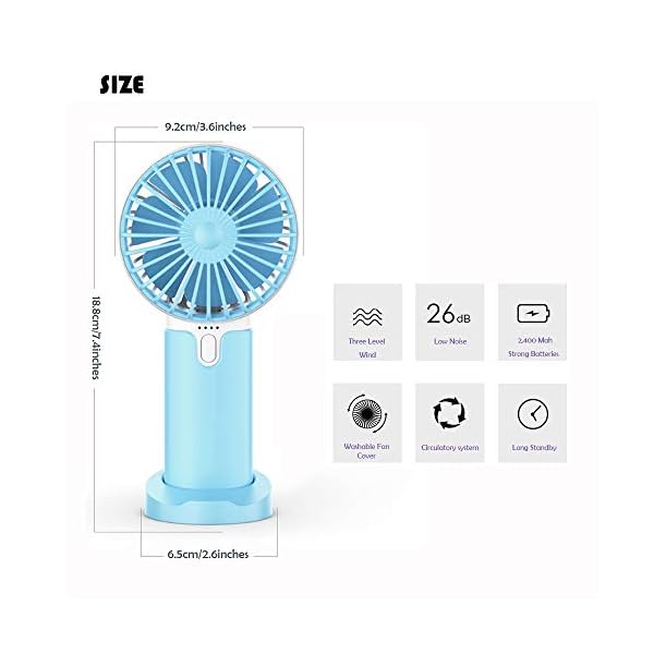 Lidasen-Mini-Handheld-Portable-Fan-USB-Fan-Rechargeable-Battery-2400-mAh-Desk-Table-Fan-Cooling-Electric-Fan-3-Speeds-for-Home-Travel-Office-Sport-Outdoor-School-Blue Lidasen Mini Handheld Portable Fan, USB Fan Rechargeable Battery 2400 mAh, Desk Table Fan Cooling Electric Fan 3 Speeds…