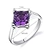 PEORA Amethyst Engagement Ring in Sterling Silver, Classic Designer Solitaire, Princess Cut, 7mm, 1.50 Carats, Comfort Fit, Sizes 5 to 9