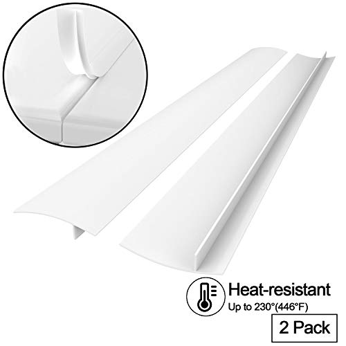 Kitchen Silicone Stove Counter Gap Cover 25" Set of 2 Heat Resistant Wide & Long Gap Filler Seals Spills Between Counter Stoves Washing Machines Kitchen Appliances Furniture White