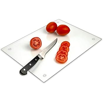 Tempered Glass Cutting Board - Long Lasting Clear Glass - Scratch Resistant, Heat Resistant, Shatter Resistant, Dishwasher Safe. (Large 12x16