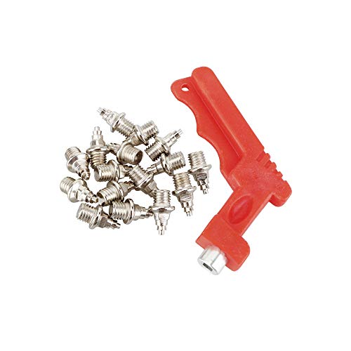 RAHATA 16 Pieces 1/4 inch Stainless Steel Track and Field Spikes for Running High Jump Long Jump with Wrench (Christmas Tree Spikes)
