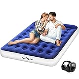 AirExpect Air Mattress Camping AirBed Queen Twin Size Leak Proof Inflatable Mattress with Rechargeable Electric Pump Built-in Pillow for Guest,Camping,Hiking, Height 9″, 2-Year Warranty, Storage Bag