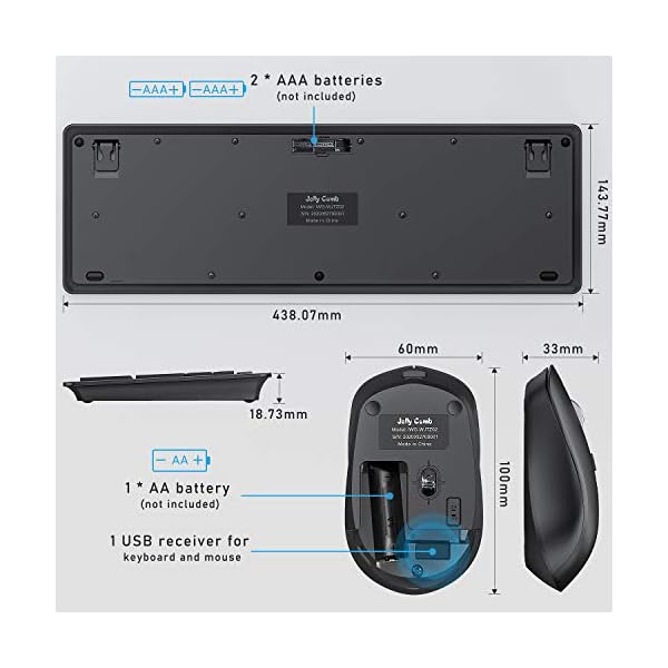 Jelly-Comb-Wireless-Keyboard-and-Mouse-Set-24-GHz-Wireless-Keyboard-Mouse-Combo-with-Nano-USB-Receiver-for-PC-Desktop-Computer-Laptop-PC-14-Shortcut-Buttons-QWERTY-UK-Layout-Black Jelly Comb Wireless Keyboard and Mouse Set, 2.4 GHz Wireless Keyboard Mouse Combo with Nano USB Receiver for PC Desktop…