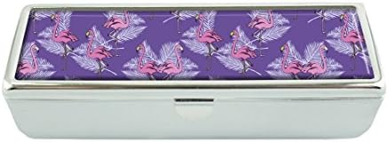 Pink flamingos and palm leaves Custom Lipstick Box Frame Rectangle Velvet Cosmetic Lipstick Case Makeup Box Jewelry Box