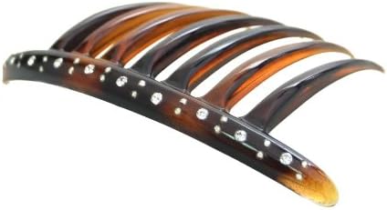 Caravan Jeweled 7 Tooth French Twist Comb In Tortoise Shell And Sprinkled With Crystals And Studs