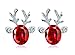 Zhiwen Silver Plated Crystal Antlers Earring Christmas Reindeer Antlers Earing Xmas Crystal Gemstone Earrings (Red)
