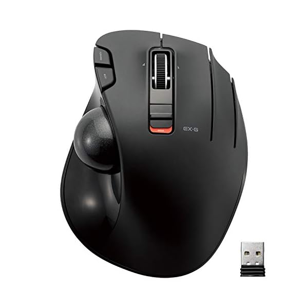 ELECOM-24GHz-Wireless-Thumb-operated-Trackball-Mouse-6-Button-Function-with-Smooth-Tracking-Precision-Optical-Gaming-Sensor-M-XT3DRBK Elecom Trackball Mouse 2.4GHz Wireless Thumb Control Sculpted Ergonomic Design 6-Button Function, Smooth Tracking…