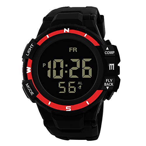 Sport Watch, 50M Waterproof Watch, Sport Wrist Watch for Men Women Kids, Digital Watch with Alarm Date and Time (Red)