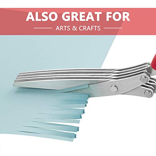Herb Scissors, Kitchen Shears, Besiva 5 Blades Stainless Steel Multipurpose Vegetable Scissors with Cleaning Brush, Ideal for Snipping Herbs, Office Shredding Paper, Art Handmade Papercut V6