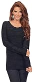 Women's Casual Scoop Neck Long Sleeve Heathered Cashmerlon Sweater