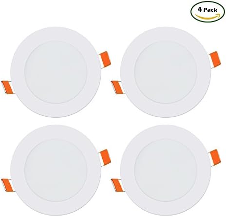 B2ocled LED Panel Light, 6W(50W Replacement) ,3000K Warm White Ceiling Lamps, Super Bright Ultra-thin Downlight, Pack of 4 (Round)