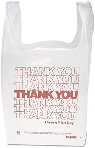 Inteplast Group THW1VAL"Thank You" Handled T-Shirt Bags, 11 1/2 x 21, Polyethylene, White (Case of 900)