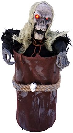 Animated Barrel Pop-up Ghouls with Sound and LED Eyes Halloween Decoration (Green and Black)