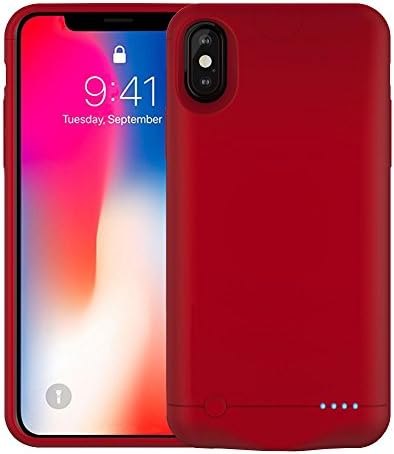 5200mAh iPhone X Battery Case ,AUYOO Enhance Extended Rechargeable Portable Charging Cover Case for iPhone X , iPhone 10 (5.8Inch)-Red