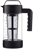 Cold Brew Coffee Maker & Iced Tea, 1 Liter Airtight Sealed Best Borosilicate Glass Pitcher with Micro Filter and Silicone Bumper By Pijio