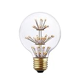 Kiven G80 Globe Nostalgic Vintage Edison Design E26 2200K Warm White 3w LED Decorative Light Bulbs for Holiday Christmas Party Decoration